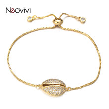 Neovivi Trendy Shell Charm Bracelets Micro Pave Clear White CZ Brass Adjustable Bracelet Women Fashion DIY Jewelry Femme Gift 2024 - buy cheap