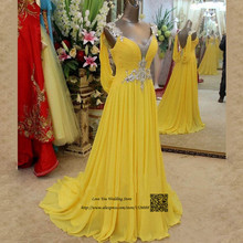 Abendkleider cristal 2016 turquesa amarillo vestidos largos de Noche vestidos de graduación con espalda descubierta vestidos de fiesta de perlas 2024 - compra barato