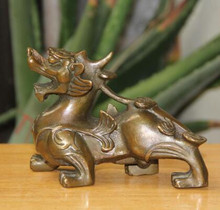 WBY +++++ Chinês FengShui Pure Bronze Riqueza PiXiu Bravos Soldados Besta Unicórnio Estátua de decoração para casa 2024 - compre barato
