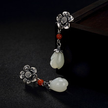 2018 Promotion Top Fashion Brinco S925 Pure Natural Hetian Jade South Inlaid Plum Blossom Lady High-end Earrings Wholesale 2024 - buy cheap