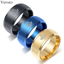 Wholesale black masonic rings for men stainless steel charm man wedding jewelry cocktail accessories 2024 - buy cheap