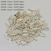 Free Shipping 500 Pcs/Lot Copper Tube-shaped Bare Terminals Wire Copper Crimp Connector 12-22AWG Insulated Cord Pin End 2024 - buy cheap