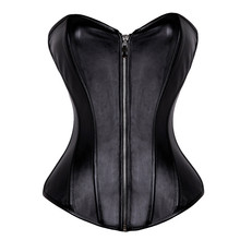 Mulheres sexy zíper steampunk corselet strapless cintura trainer couro corset corpo shapewear bustier overbust corset topos 2024 - compre barato