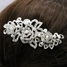 Moda hairwear acessórios femininos casamento nupcial cristal strass flor falso pérolas hairpins pente de cabelo meninas jóias 105*58cm 2024 - compre barato