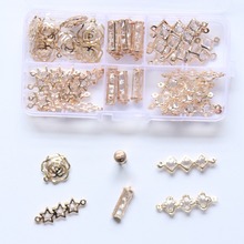 44Pcs/Set Flower Geometry Shape KC Gold Color Alloy Glass Crystal Rhinestone Inner Jewellery Pendants Jewelry Charms 2024 - buy cheap