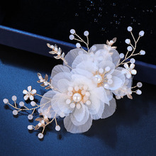 Forseven romântico cor branca flor pérolas de cristal hairpins headpieces noiva noiva véu casamento cabelo jóias acessórios 2024 - compre barato