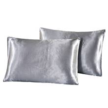 WINLIFE 2Pc Satin Silky Pillowcases Soft Silky Pillow Cover without Zipper 2024 - buy cheap