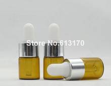 100pcs 2ML Amber Glass bottles with dropper,Empty essential oil Bottle 2CC Mini Sample Vials silver collar Makeup sets 2024 - buy cheap