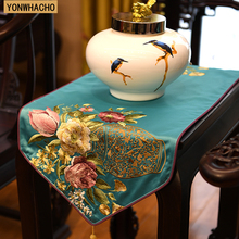 Chinese embroidered classical gold TV cabinet table bed flag table runner N553 2024 - buy cheap