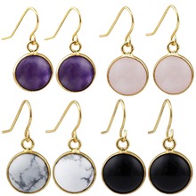 TUMBEELLUWA Women's Round Stone Slice Dangle Hook Earrings Jewelry 2024 - buy cheap
