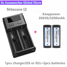 Keeppower 2pcs 26650 5200mAh P2652C protected li-ion rechargeable battery with Nitecore New I2 Digi charger LCD Intelligent 2024 - buy cheap