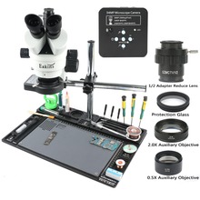 Simul Focal 3.5X-90X Zoom Trinocular Stereo Microscope 34MP HDMI USB Video Camera Aluminum Workbench Stand 144 LED Ring Light 2024 - buy cheap