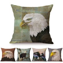 2019 Nordic Vintage Oil Painting Decoration Eagles Pillow Cover Ferocious Fish Eagles Argentine Giant Eagle Print Cushion Cover 2024 - buy cheap