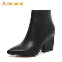 2018 New Winter Women Ankle Boots High Heel Pointed Toe Zipper Elegant Sexy Ladies Women Shoes Black Snow Boots Big Size 33-43 2024 - buy cheap