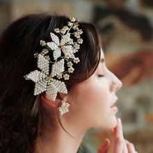 Floralbride Golden Wired Rhinestones Crystal Pearls Wedding Headband Bridal Hair Vine Hair Accessories Bridesmaids Women Jewelry 2024 - buy cheap