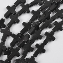 12x16MM Black Howlite Loose Beads Cross Strand 15.5 Inch Jewelry For Woman Gift Making C061 2024 - buy cheap