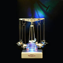 Merry-go-round LED lighted music box Plastic plane Model Craft Movement musical box Carousel Mechanism musical Toy Gift for kid 2024 - buy cheap