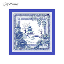 The blue porcelain view joy sunday cross stitch landscape pictures 11ct 14ct Embroidery printed cross stitch kits needlework set 2024 - buy cheap