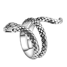 Оптовая продажа, модные 3D кольца в виде змейки для женщин и мужчин, цветные, серебряные, тяжелые металлы, панк кольцо, винтажные Ретро украшения для животных 7 8 9 10 2024 - купить недорого