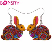 Pendientes bonsny de acrílico con forma de conejo y liebre de Pascua, joyería de estilo único con animales bonitos para niñas y adolescentes, regalo Bijoux 2024 - compra barato