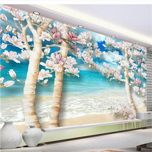 Wellyu personalizado papel de parede jaslem orquídea magnólia romântico tv fundo da parede é muito claro papel pared 3d 2024 - compre barato