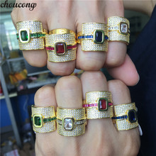 Chucong anel de dedo de noivado feminino, destaque de luxo empilhável com zircônio cúbico casamento dubai punk 2024 - compre barato