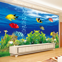 Papel de parede com foto personalizada 3d estereoscópica de aquário oceano decoração de parede de sofá sala de estar moderno mural papel de parede 2024 - compre barato