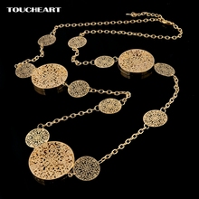 TOUCHEART Long Statement Necklaces & Pendants for Women Gold Round hollow Flower Necklace Accessories ethnic Jewelry SNE150004 2024 - buy cheap