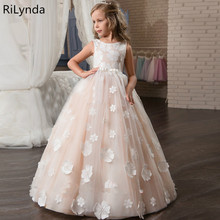 New Flower Girl Dresses Blush Pink First Communion Gowns For Girls Ball Gown Cloud Beaded Pageant Gowns Vestido De Daminha 2024 - buy cheap