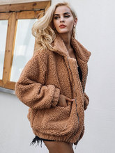 Teddy Coat Women Long Sleeve Turn down Collar Faux Fur Winter Jacket 2024 - buy cheap