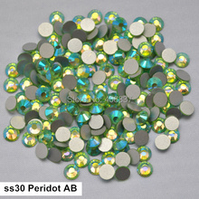 Free Shipping! 288pcs/Lot, ss30 (6.3-6.5mm) Peridot AB Flat Back Non Hotfix Nail Art Rhinestones 2024 - buy cheap