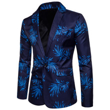 Chaqueta con estampado de flores para hombre, Blazer ajustado para negocios, de lujo, color rojo y azul, a la moda, novedad de 2019 2024 - compra barato