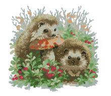 Gold Collection Lovely Counted Cross Stitch Kit Hedgehog Two Hedgehogs and Mushroom 2024 - buy cheap