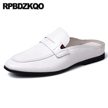 Slides Designer Half 2021 High Quality Luxury Men Casual Footwear Genuine Leather Rubber Korean Slip On White Real Mules Sandals 2024 - buy cheap