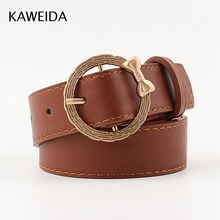 KAWEIDA Designer Belts High Quality Women Fashion 2018 Female PU Leather Bow Circle Pin Buckle Novelty Waist Belt for Dress 2024 - buy cheap