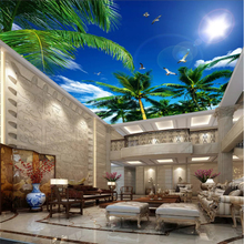 Beibehang  Custom ceiling wallpaper mural Coconut tree blue sky white clouds seagull ceiling Photo 3d wallpaper papel pintado 2024 - buy cheap