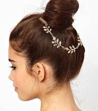 Womens Personality Golden Tone Leaf Hair Cuff Chain Comb Headband Hair Band Hair Accessory 2024 - buy cheap