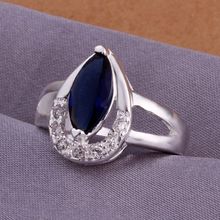 Anel de prata 925 para mulheres, joias com cristal azul embutido, sdfg lr192 2024 - compre barato