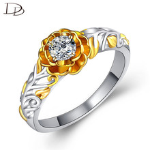 Dodo anéis com flor de ameixa dourada, elegante, para mulheres, da moda, cor dupla, flores, roupa diária, bague aaa, zircônia inferramentas, bijuteria, dm106 2024 - compre barato