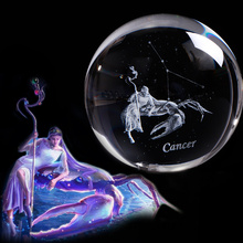 Bolas del zodiaco del cáncer en miniatura K9, cristal Artificial 3D grabado con láser, globo de constelación, esfera decorativa para el hogar 2024 - compra barato