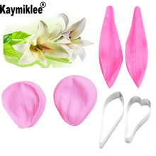 Lily flower Petal Veiner &Cutter Silicone Mould Fondant Mold Cake Decorating Tools ,Sugarcraft Mold CS236 2024 - buy cheap