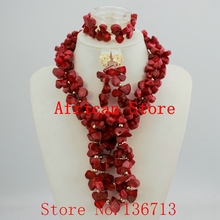 2016 New African Red Coral Beads Jewelry Set for Women Jewelry Set Wedding Bridal Necklace Set Free Shipping HD325-2 2024 - buy cheap