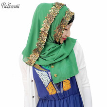 Bohowaii lenço hijab muçulmano, echarpe feminina de chiffon longo, 19 cores, foulard feminino 2024 - compre barato