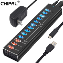 CHIPAL-Hub divisor USB 3,0 de aluminio con 13 puertos, 5Gbps, 5V, 2.4A, carga rápida con indicador LED para Macbook Pro, PC y portátil 2024 - compra barato