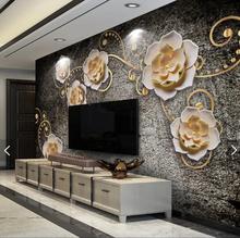 Mural de papel tapiz 3D con flores negras en relieve, decoración para las paredes del salón, papel de contacto pintado a mano, papel de pared personalizado 2024 - compra barato