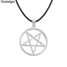 Collar de cuerda de cadena de plata tibetana con pentagrama en círculo nostálgico, pentculo Wicca, joyería pagana 2024 - compra barato