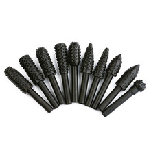 10pcs Black Rotary Burr Set 1/4'' 6mm Shank Carbon Steel Wood Rasp Drill Bits For Woodworking Tools 2024 - buy cheap