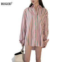 Rugod New Chic Women Striped Shirt Female Turn-down Collar Long Sleeve Blouse Women 2018 Autumn Cotton Shirt Blusas Outwear 2024 - buy cheap