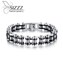 SIZZZ 21.5cm long 13mm wide 2017 new jewelry direct stainless steel motorcycle chain Bracelet&Bangles for men 2024 - buy cheap