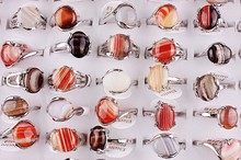 Wholesale Bulk Lots 25Pcs Charms Mix Style Red Natural stone Silver Plated Finger Rings Band Wedding Engagement Xmas Gift 2024 - buy cheap